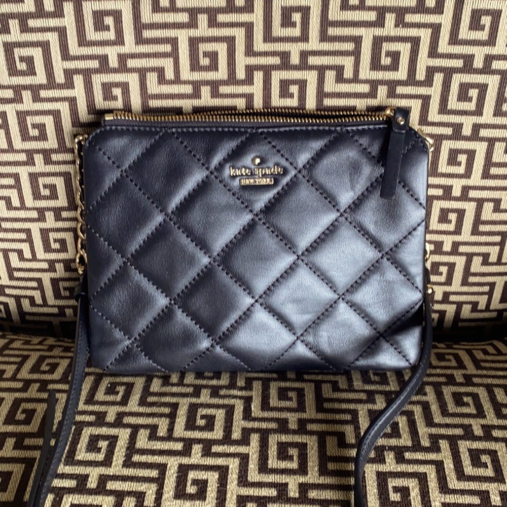 Kate Spade black leather crossbody purse
